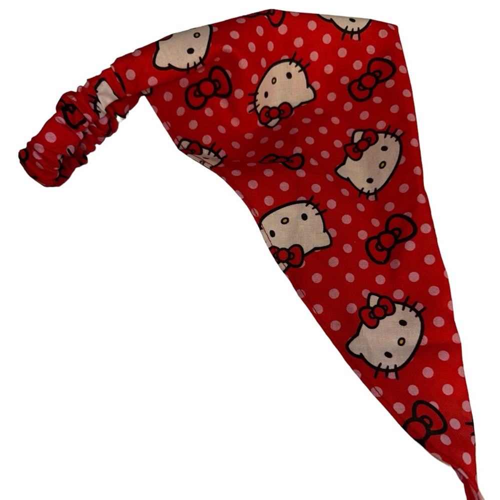 Hello Kitty red 70’s style head scarf hand made USA cotton concerts festival NWT